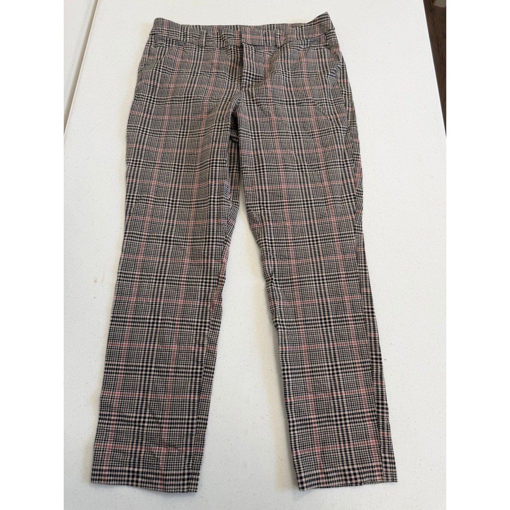 Old Navy Pixie High Rise Plaid Ankle Pants Pink Black White Size 10 7172